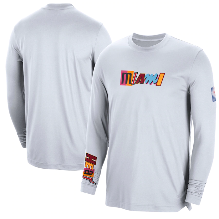 Men's Miami Heat White 2022/23 City Edition Essential Expressive Long Sleeve T-Shirt